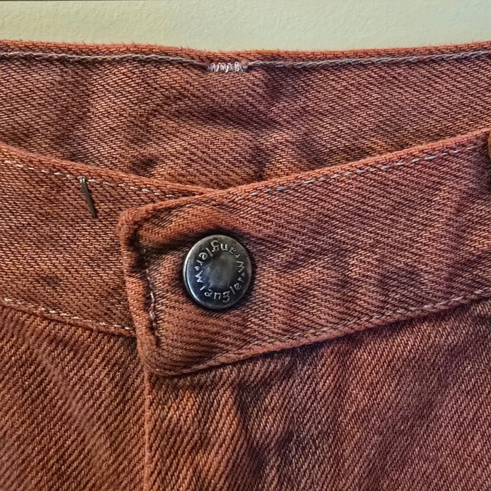 Vintage Wrangler High Waisted Cut Off Denim Shorts Rust Orange Terracotta 28